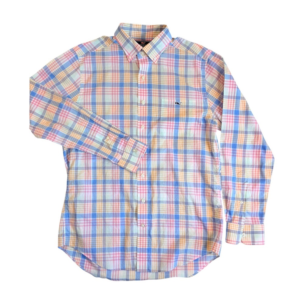 Vineyard Vines Slim Fit Tucker Shirt Mens Medium Multicolor Plaid Button Down